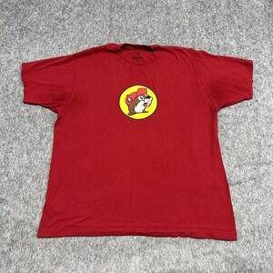 Buc-ee's Shirt Mens XL Red Beaver Logo Graphic Tee T-Shirt‎ Cotton Casual Texas